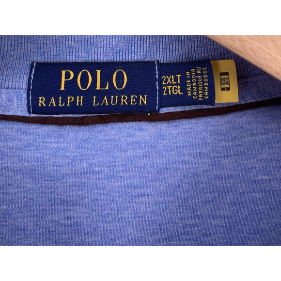 Polo Ralph Lauren Long Sleeve Polo Shirt Men's 2XLT Blue Brown Cotton Pony - Picture 5 of 9